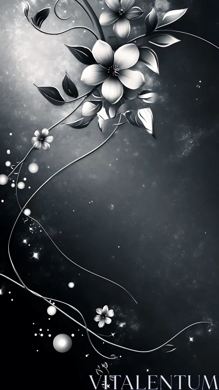 Elegant White Flowers Dance Gracefully on Moody Dark Background