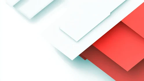 White and red geometric layers create clean abstract depth