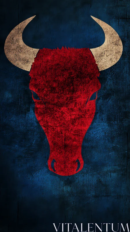 Bold red bull emblem on grunge navy textured backdrop.