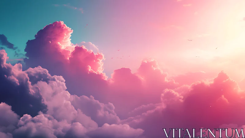 Dream-soaked cotton candy clouds in a glowing sunrise sky.