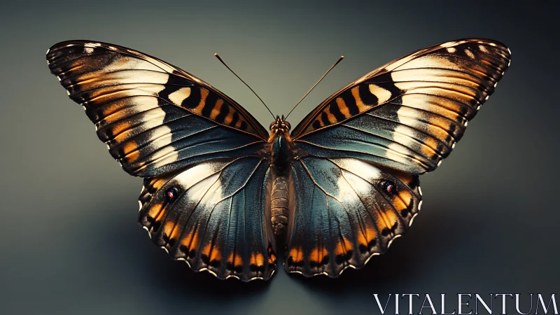 Photorealistic butterfly study with symmetrical wing spread.