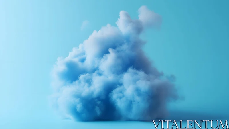 Fluffy blue cloud on gradient background, dreamy minimalist style.