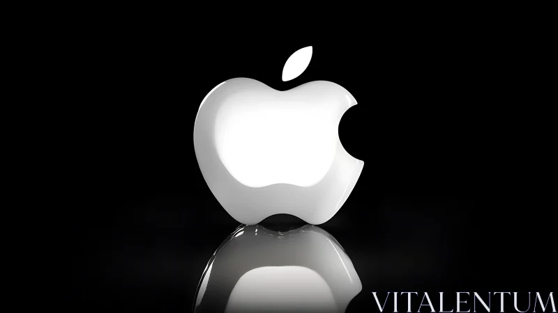 Apple Logo 3D Rendering with Reflection