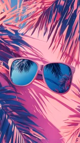 Neon tropic daydream: pink palms and mirror-cool shades.
