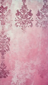 Vintage damask ornament on distressed pink pastel background