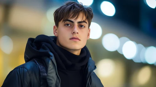 Citynight wanderer studies neon constellations of soft bokeh