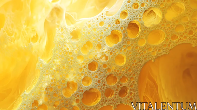 Golden bubbles drift across a glowing abstract honey sea