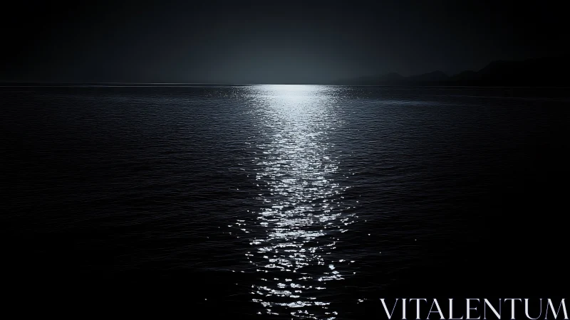 Lunar specular reflection on nocturnal open water plane.