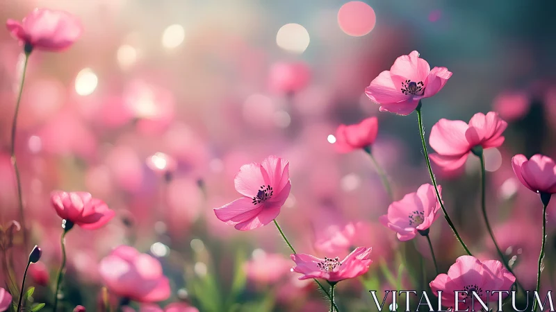 Pink cosmos flowers dance in dreamy sunlit gardens