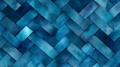Blue Herringbone Pattern With Watercolor Texture, Modern Design.
