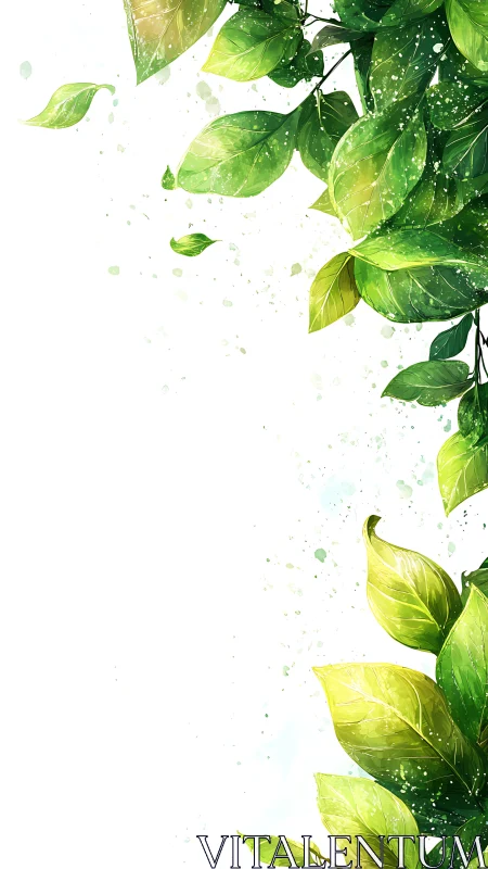 Leafy daydream margin where watercolor greenery drifts free.