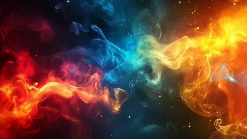 Fluid Dynamics Digital Composition: Multicolor Volumetric Smoke Rendering with Kinetic Energy