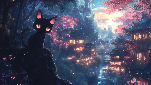 Nocturnal familiar surveying bioluminescent valley enclave.