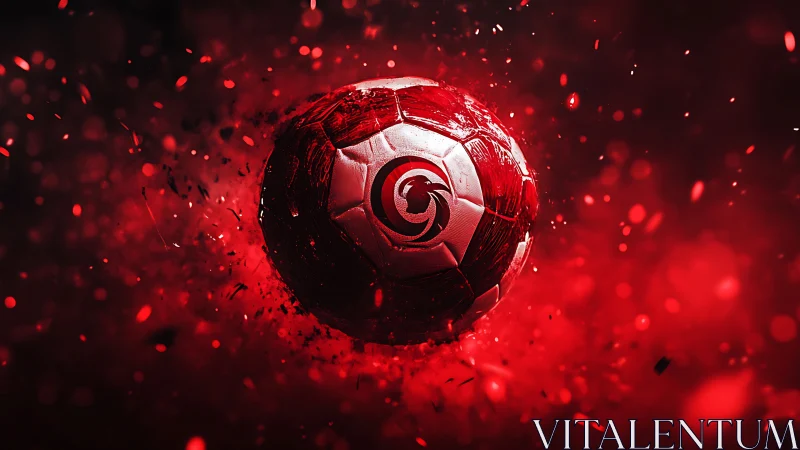 Fiery red soccer ball blazes forward with bold energy