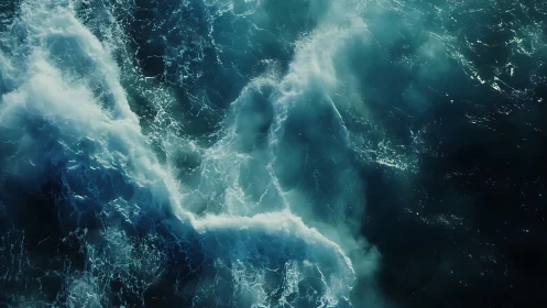 Photorealistic aerial study of turbulent ocean surface dynamics.