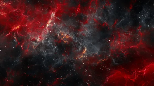 Nebular inferno swirling through crimson starfields.