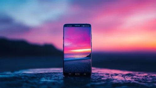 Phone Portal Captures Sunset's Fiery Symphony