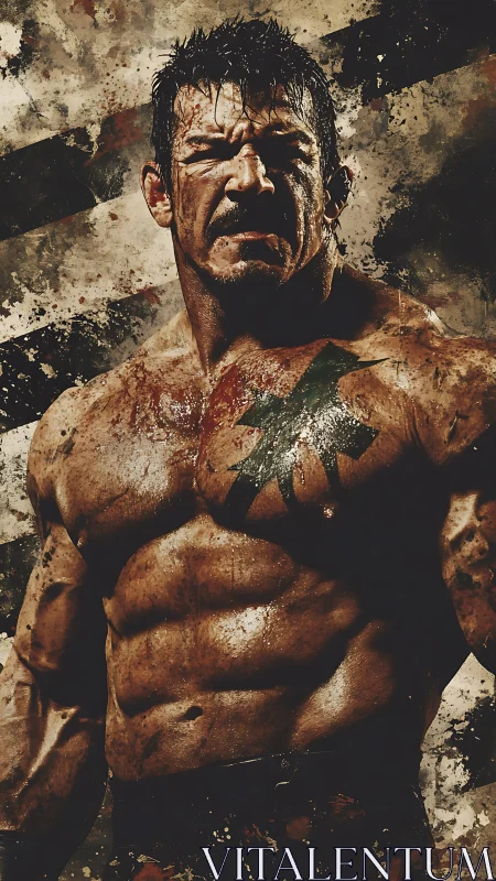 Battle-scarred fighter stands strong in gritty determination