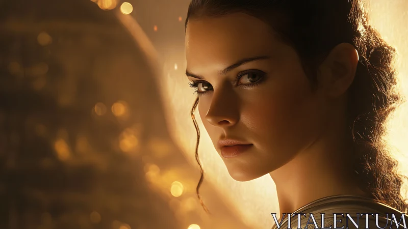 Golden gaze of the quiet guardian in cinematic half‑light.