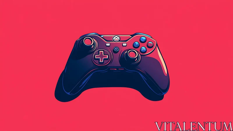 Gaming Controller Rendered Against Vibrant Neon Backdrop.