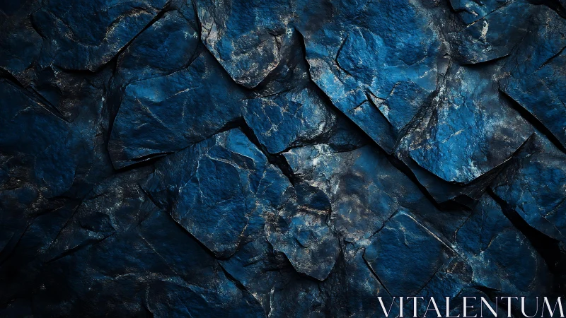 Deep Blue Abstract Slate Stone Texture with Metallic Highlights.