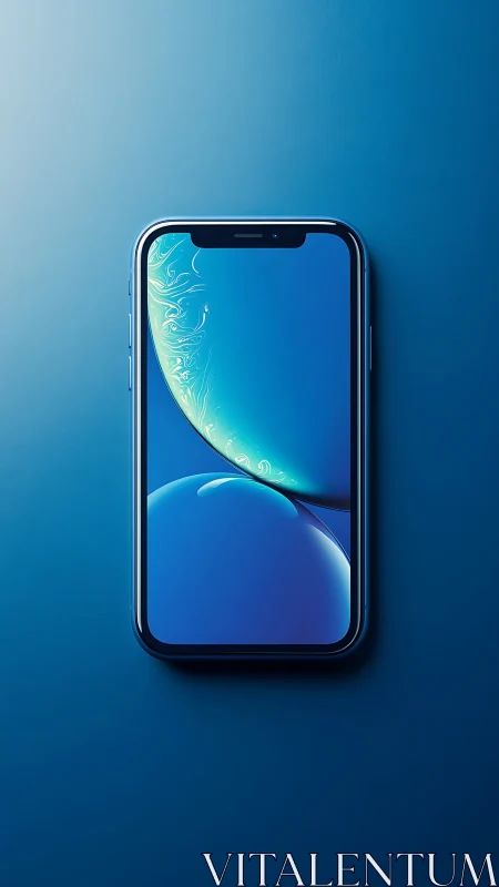 iPhone XR smartphone against blue gradient background