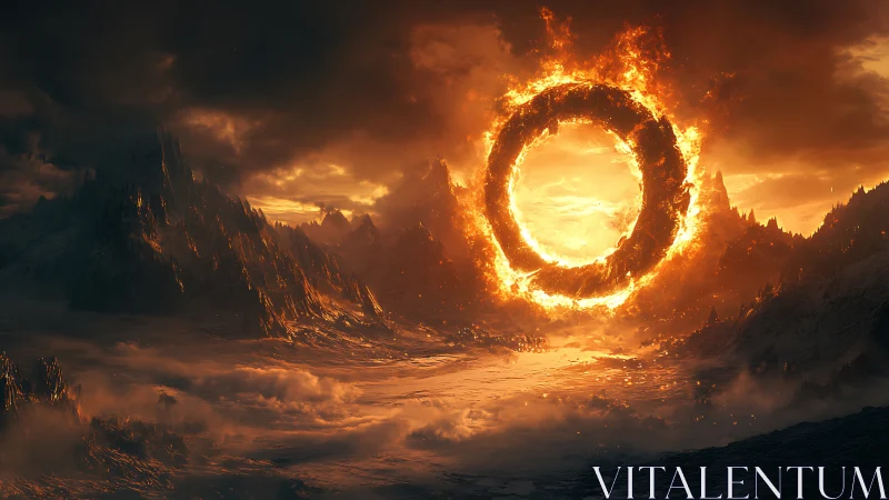 Fiery Ring Portal Opens Above Desolate Valley.