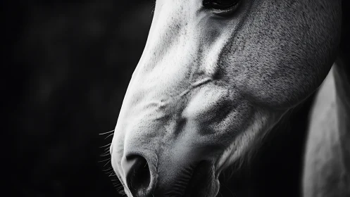 Graceful horse profile in dramatic monochrome detail.