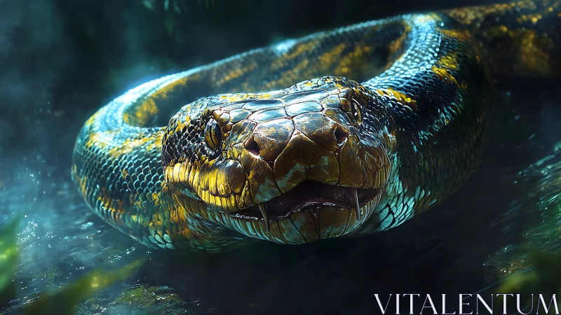 Snake head rendered in detailed, high-contrast close-up