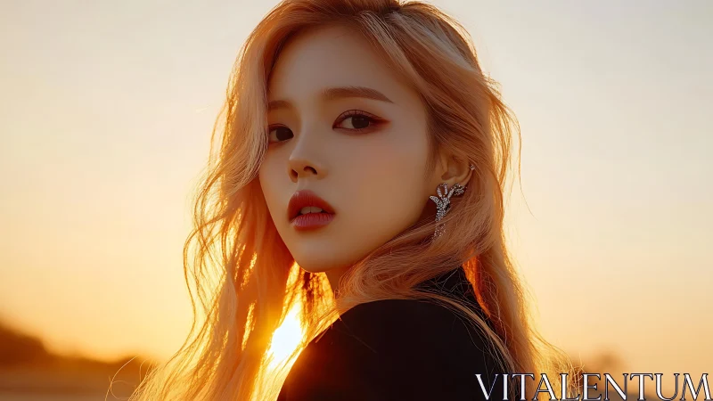 Golden hour close-up portrait with cinematic rim lighting