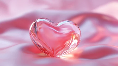 Crystalline Heart Glows Within Soft Rose Dreamscape