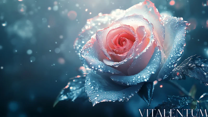 Frost-Kissed Rose Blooms in Winter Wonderland