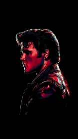 Neon-lit male profile portrait in bold digital illustration.