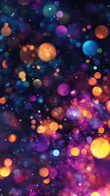 Glowing nebula bubbles drift through a carnival-colored night