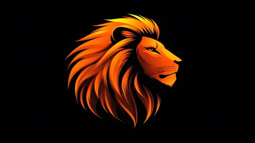 Vibrant digital lion head illustration with fiery orange mane.