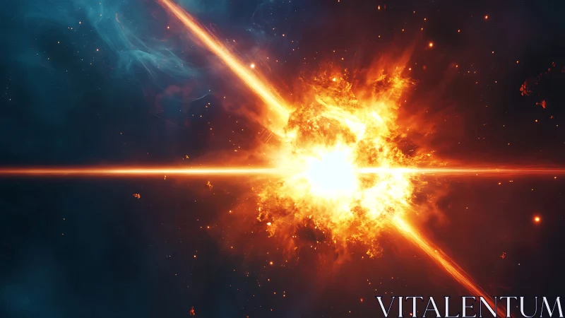 High-energy stellar explosion with orthogonal plasma beam jets