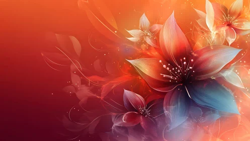Luminous Petals Ignite: Radiant Blooms Dance in Fiery Gradients.