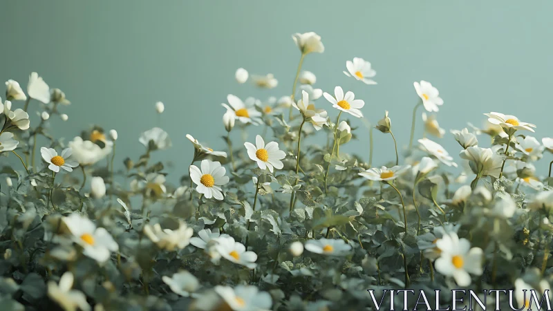 Dreamy White Daisies Dancing in Soft Green Light.