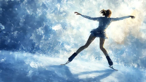 Skater carves luminous arcs through a storm of painted frost