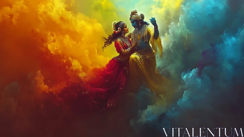 Divine Love in Clouds: A Celestial Dance.