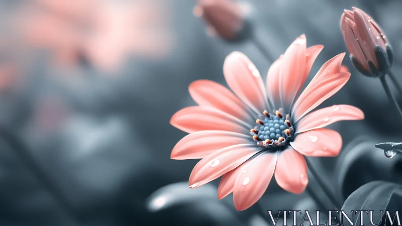 Coral Daisy After the Rain.