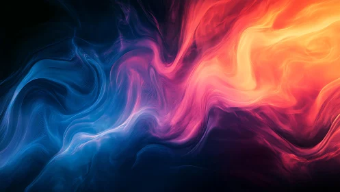 Fluid Gradient Motion: Abstract Blue-to-Orange Luminescent Wave.