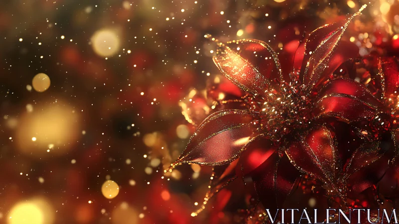 Gilded poinsettia nebula blooming in molten holiday light.