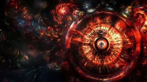 Celestial clockwheel igniting a vortex of painted time.
