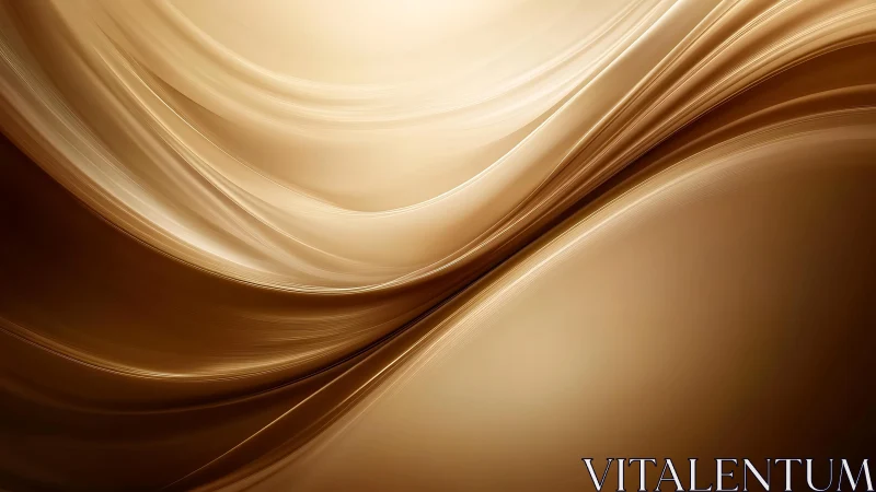 Smooth flowing golden abstract waves digital background art.