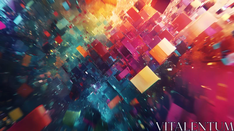 Vibrant abstract cubes in motion, digital art with dynamic lighting.