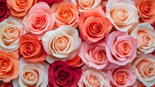 Gradient Rose Arrangement: Coral to Cream Blooms