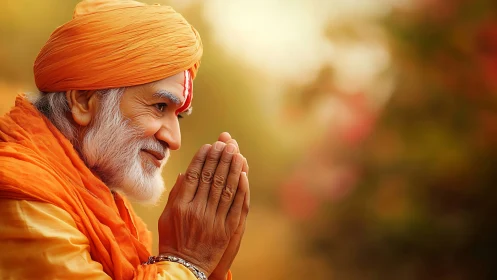 Warm-hearted elder greeting the day with gentle gratitude.