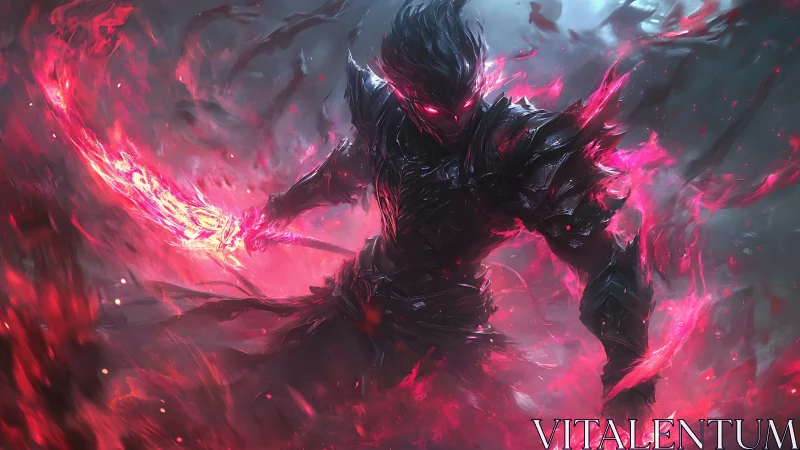 Shadowfire warrior rising with blazing crimson fury.