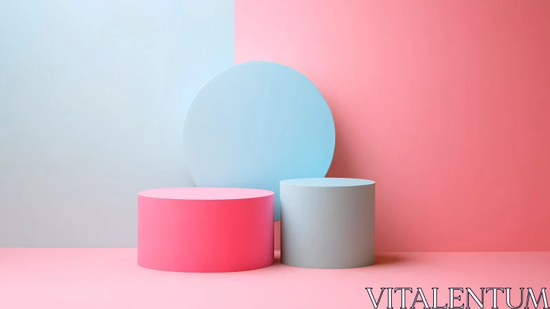 Pastel podium trio balancing candy tones and soft light.